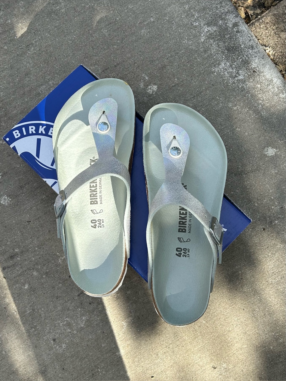 Birkenstock Gizeh Thong Sandals - Iridescent Matcha, Vegan - Size 40